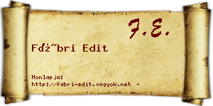 Fábri Edit névjegykártya